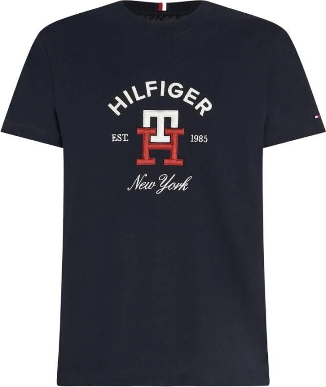 Tommy Hilfiger Heren T-shirt met logo print op de borst Blue Heren