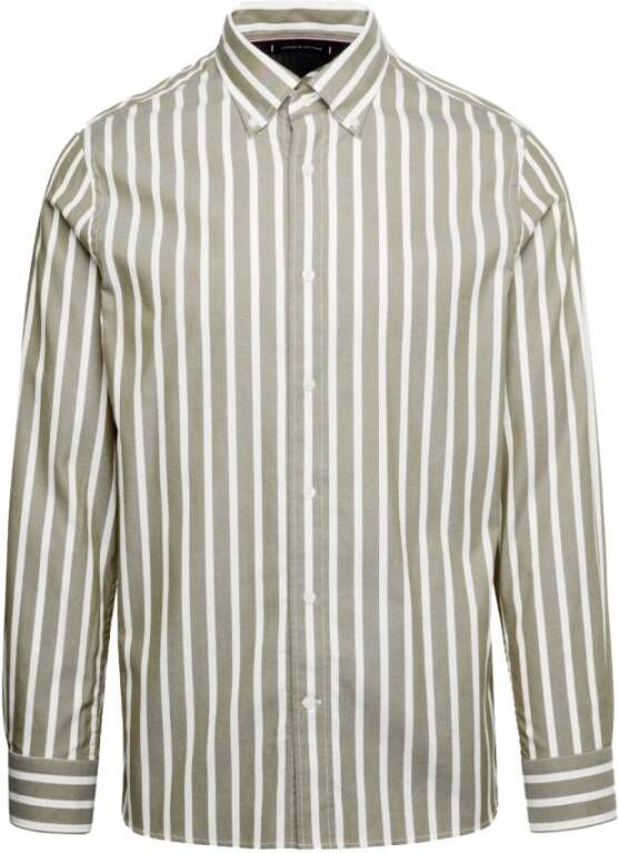 Tommy Hilfiger Overhemd met Lange Mouwen en Oxford Streep Groen Heren