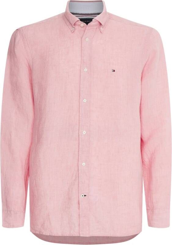 Tommy Hilfiger Pigment geverfd linnen shirt Roze Heren