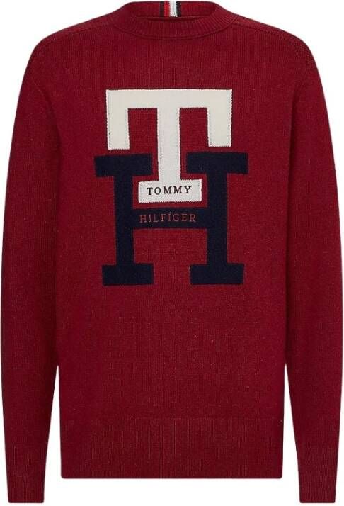 Tommy Hilfiger Pullover het monogram Rood Heren