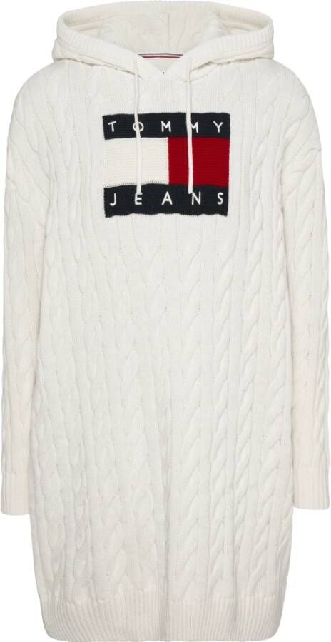 TOMMY JEANS Tricotjurk TJW CABLE FLAG HOODIE DRESS