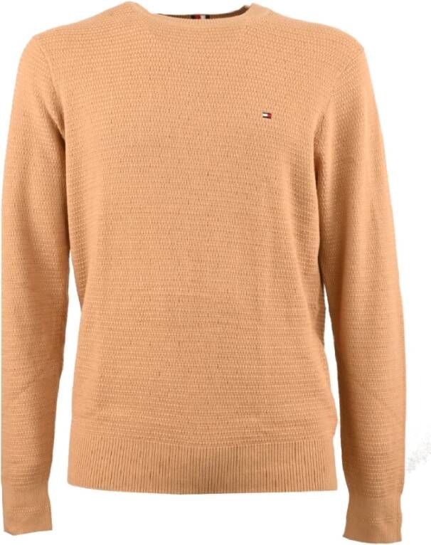 Tommy Hilfiger Beige Khaki Interlaced Structure Crewneck Pullover Beige Heren