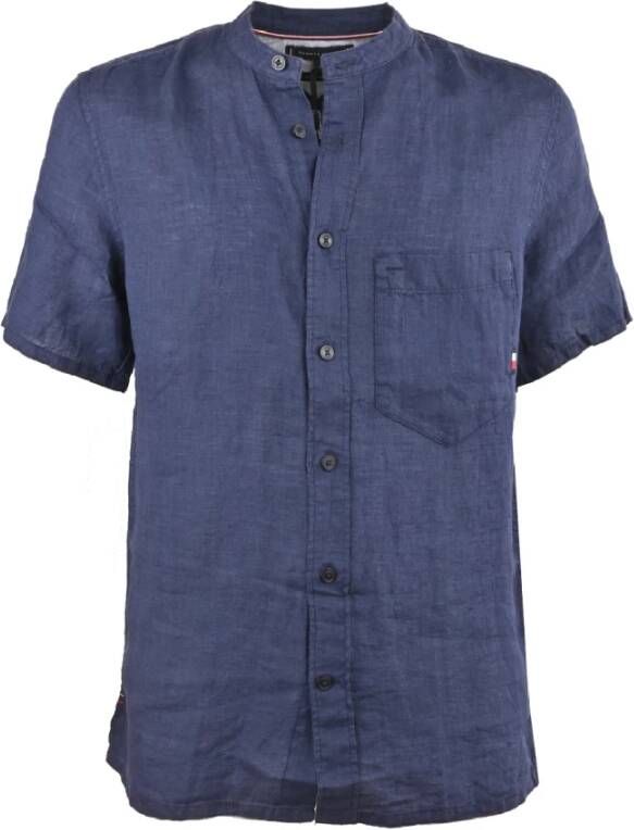 Tommy Hilfiger Overhemd met korte mouwen LINEN MANDARIN RF SHIRT S S in een klassiek design (1-delig)