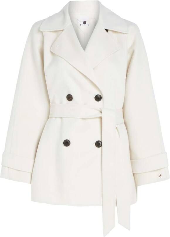 Tommy Hilfiger Korte jas DF WOOL BLEND SHORT TRENCH met een bindceintuur