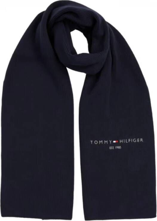 Tommy Hilfiger Blauwe biologisch katoenen sjaal met logo Sku: Am0Am10372 DW6 Blue Heren