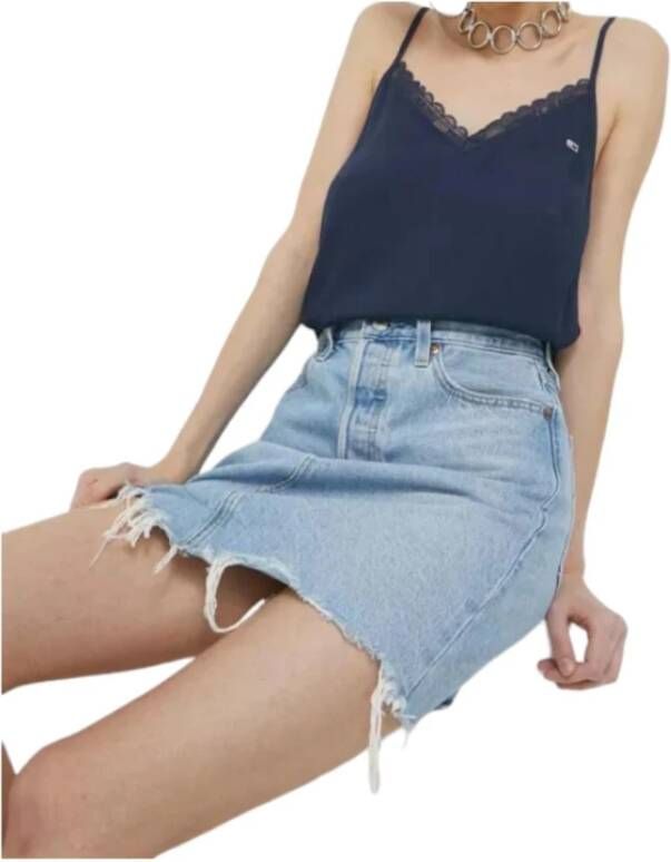 TOMMY JEANS Top TJW ESSENTIAL LACE STRAPPY TOP met v-hals