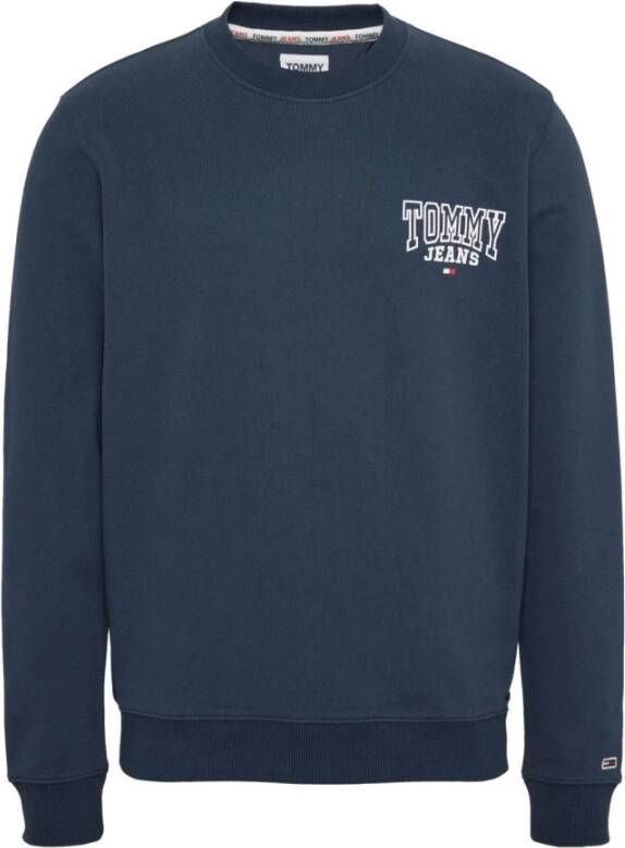 Tommy Hilfiger Blauwe Katoenen Sweatshirt Lange Mouwen Logo Print Blue Heren