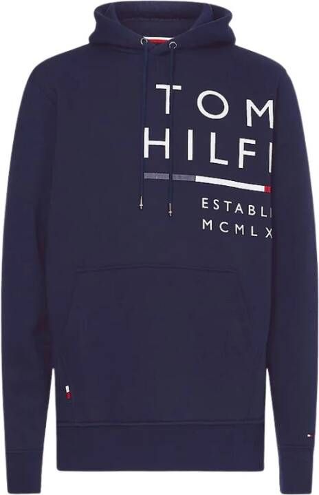 Tommy Hilfiger Sweatshirt met kap en logo op de borst en rug Blauw Heren