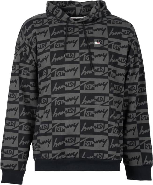 Tommy Hilfiger Katoenen Sweatshirt met Logo en Vaste Capuchon voor Heren Black Heren