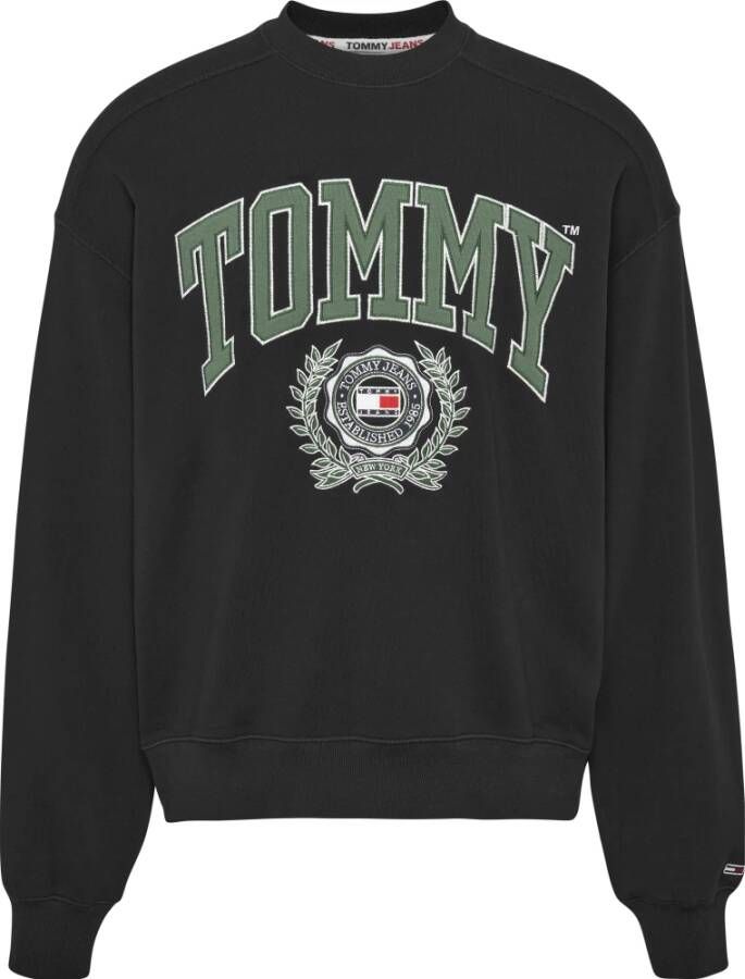 Tommy Jeans Sweatshirt met labelstitching model 'BOXY COLLEGE'
