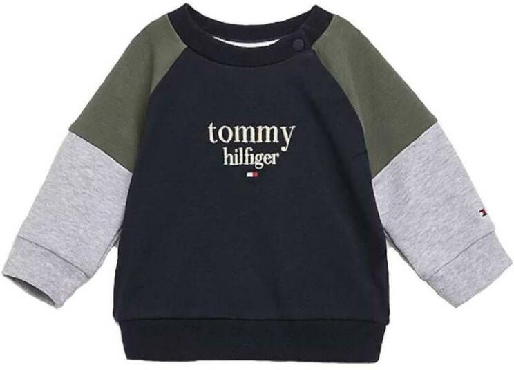 TOMMY HILFIGER Baby Truien & Vesten Baby Logo Colorblock Crewneck Sweater Donkerblauw