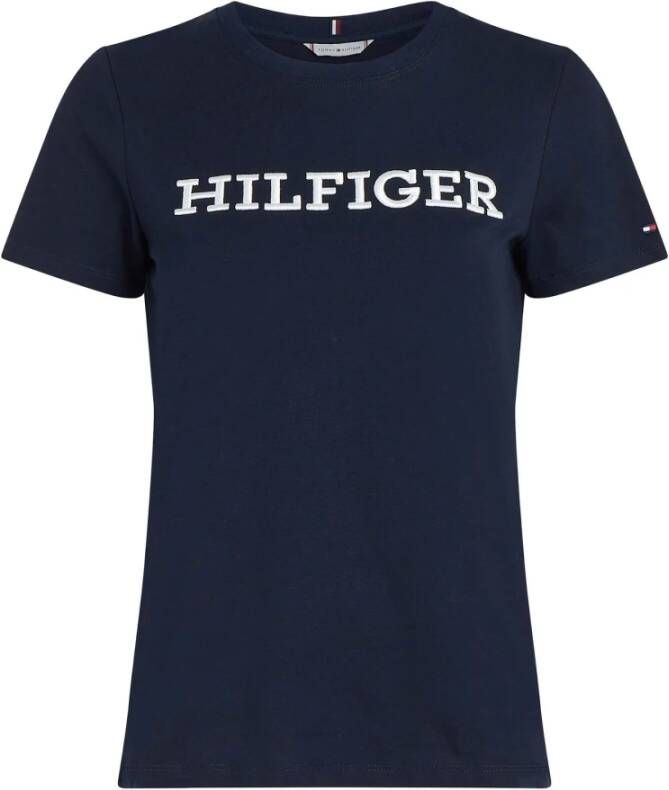 Tommy Hilfiger Monotype Geborduurd Dames T-shirt Blue Dames