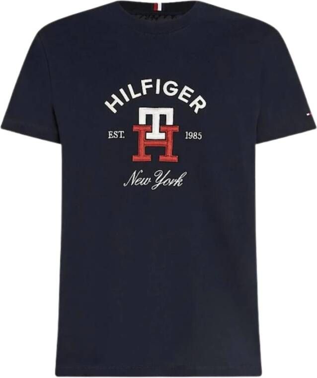 Tommy Hilfiger Heren T-shirt met logo print op de borst Blue Heren