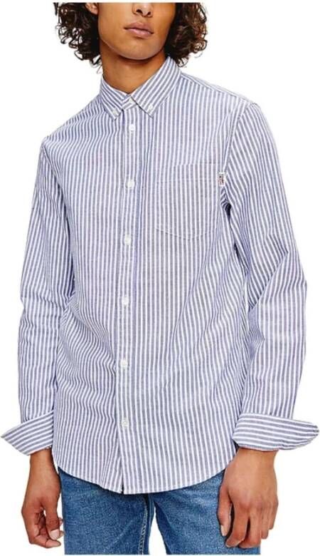 Tommy Hilfiger TJM Stripe Oxford Overhemd Blauw Heren
