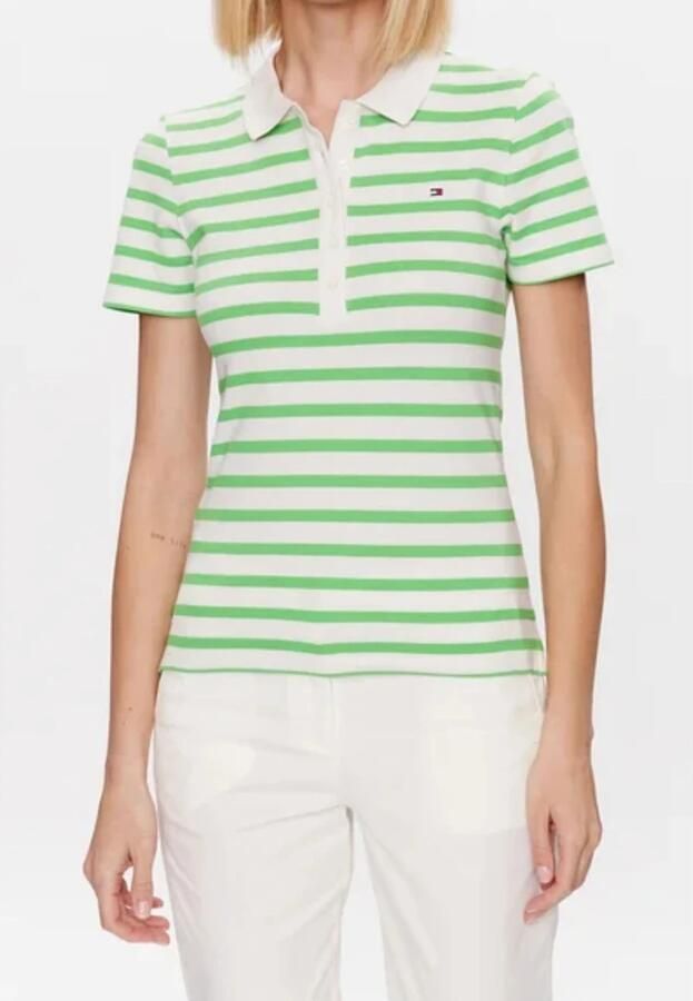 Tommy Hilfiger Poloshirt 1985 SLIM PIQUE STRIPE POLO SS met discreet geborduurd logo