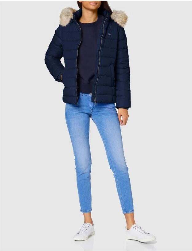 TOMMY JEANS Donsjack BASIC HOODED DOWN JACKET met imitatiebont aan de capuchon & -merklabel - Foto 3
