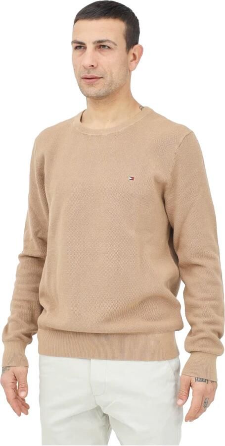 Tommy Hilfiger Beige Crewneck Sweater met Vlag Borduurwerk Beige Heren - Foto 3