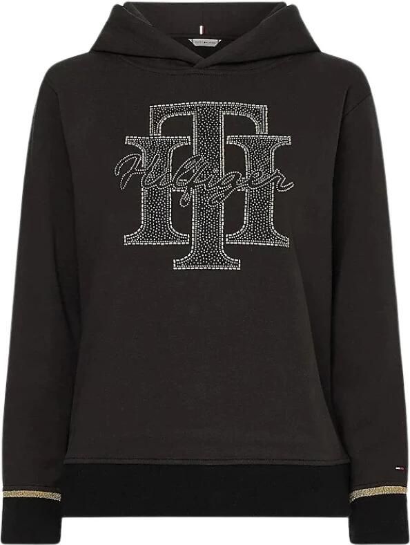 Tommy Hilfiger Sweatshirt REGULAR TH CRYSTAL HOODIE met glinsterend logo opschrift