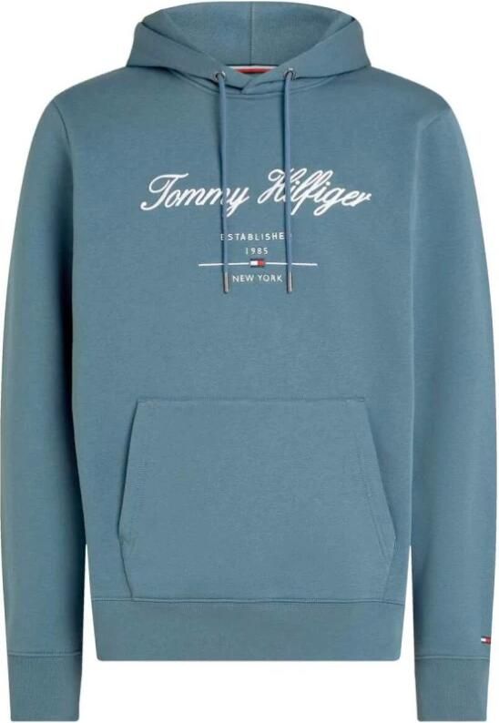 Tommy Hilfiger Blauwe Avion Sweater Logo Felpa Regular Blue Heren