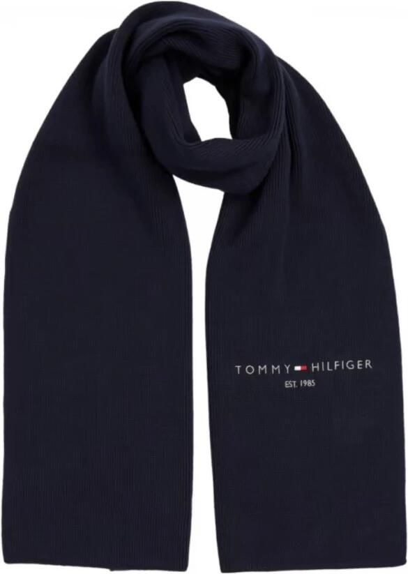 Tommy Hilfiger Blauwe biologisch katoenen sjaal met logo Sku: Am0Am10372 DW6 Blue Heren