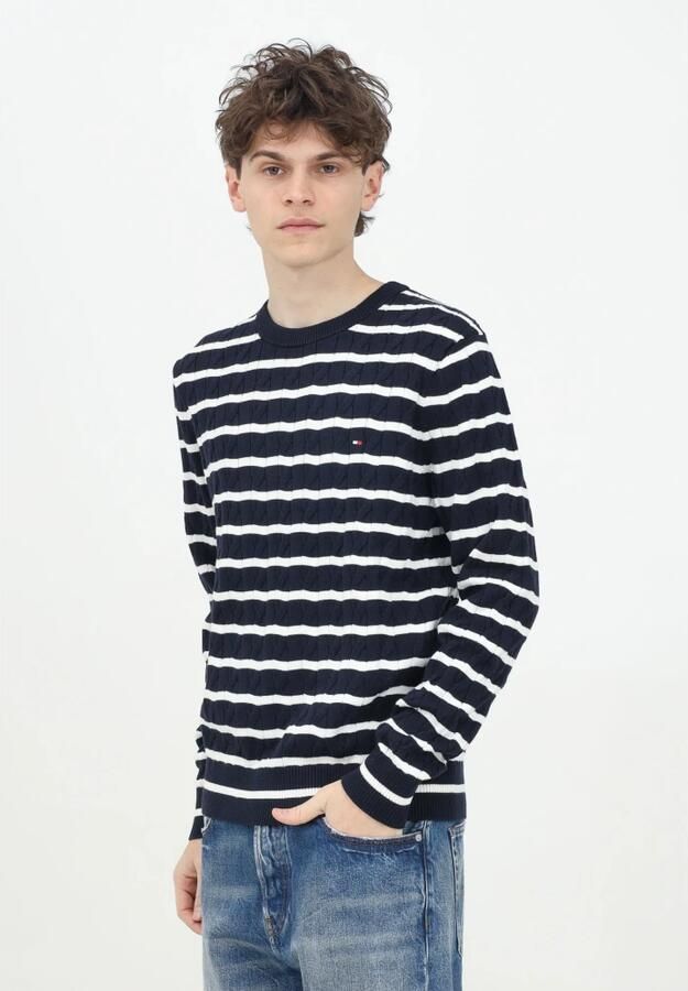 Tommy Hilfiger Gebreide trui CLASSIC CABLE CREW NECK met structuurbreisel en vlaglabel