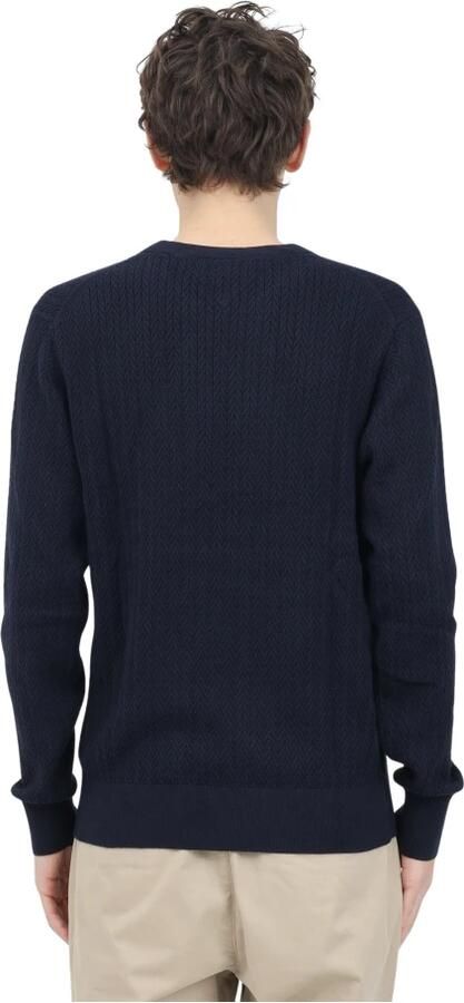 Tommy Hilfiger Blauwe Crew Neck Sweater Visgraatpatroon Blue Heren - Foto 2