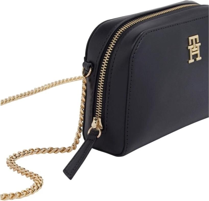 Tommy Hilfiger Zwarte Crossbody Tas met Kettingband Blue Dames