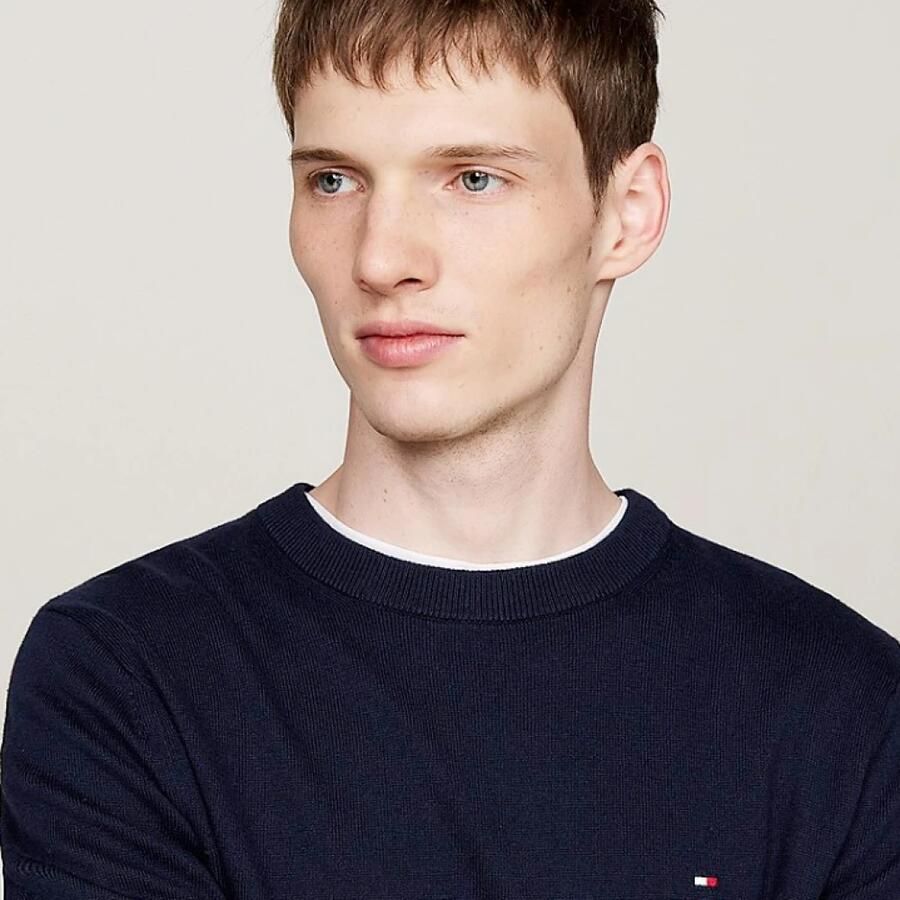 Tommy Hilfiger Blauwe Trui Lamswol Ronde Hals Stijl Blue Heren - Foto 8