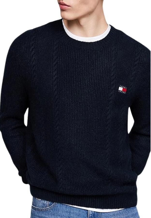 TOMMY JEANS Sweatshirt TJM SLIM CABLE KNIT CNECK met geborduurd merklogo breipatroon - Foto 2