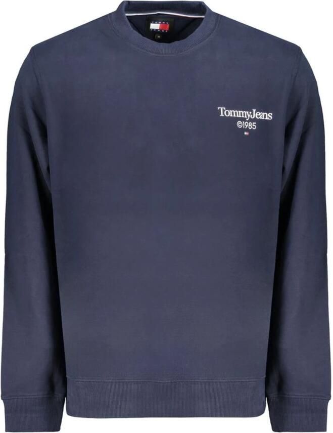Tommy Hilfiger Blauwe Katoenen Sweatshirt Ronde Hals Logo Print Blue Heren