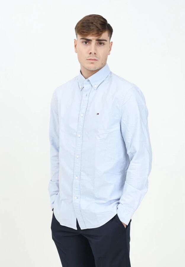 Tommy Hilfiger Blauwe Oxford Heritage Overhemd met Lange Mouwen Blue Heren