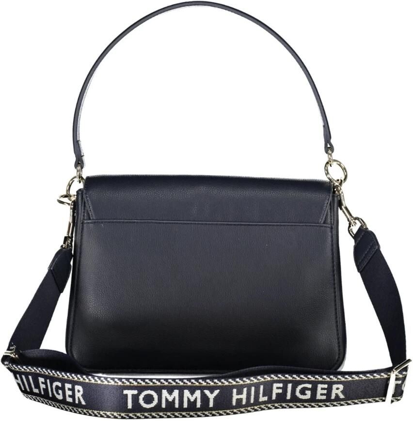Tommy Hilfiger Blauwe Schoudertas met Afneembare Band Black Dames