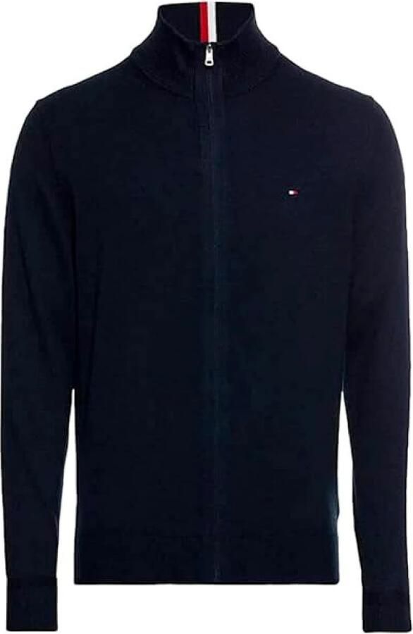 Tommy Hilfiger Heren Cardigan van katoenmix met rits Blue Heren