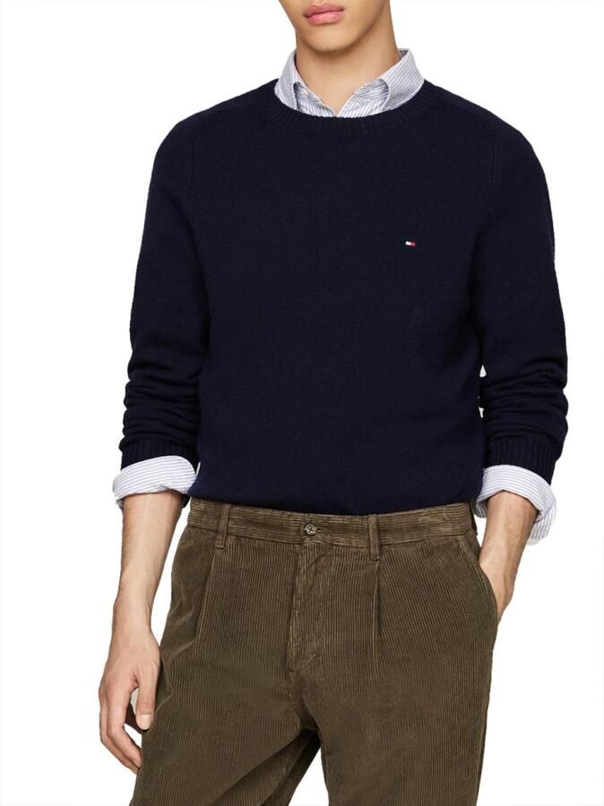 Tommy Hilfiger Blauwe Trui Lamswol Ronde Hals Stijl Blue Heren - Foto 4