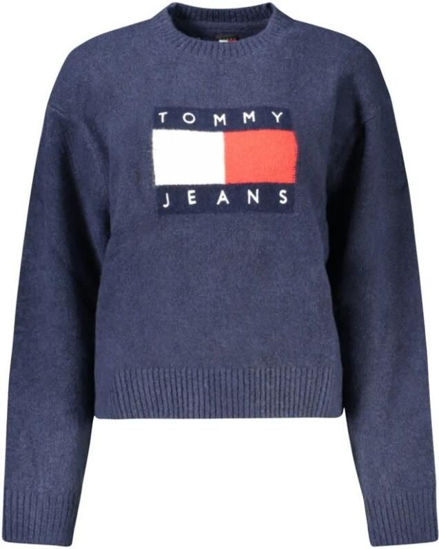 Tommy Hilfiger Blauwe Dames Trui Lange Mouw Ronde hals Borduurwerk Blue Dames