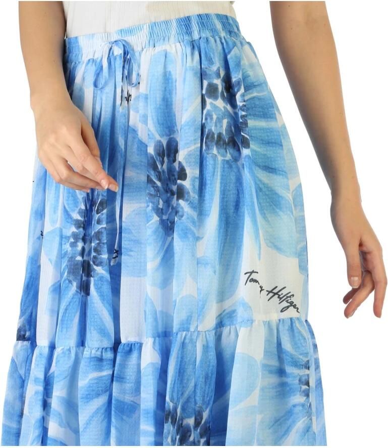 Tommy Hilfiger Rok met Elastische Tailleband en Bloemenprint Blue Dames
