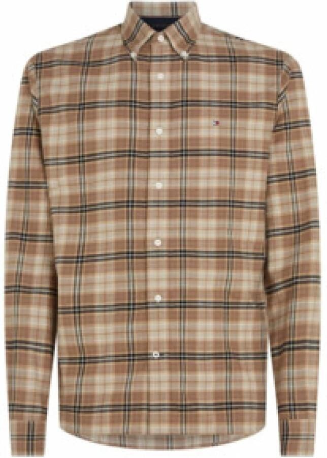 Tommy Hilfiger Geborstelde Tommy Tartan Overhemd met Lange Mouwen Brown Heren