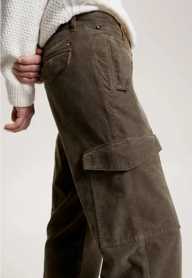 Tommy Hilfiger Cargo Corduroy Herenbroek met Manchetten Green Heren