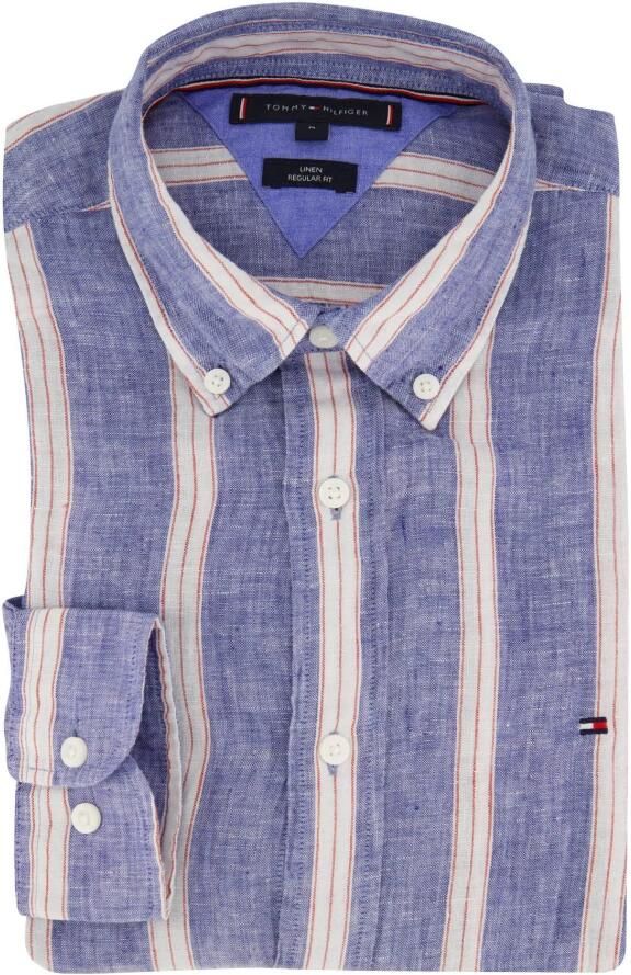 Tommy Hilfiger Casual Blauw Gestreept Overhemd Multicolor Heren
