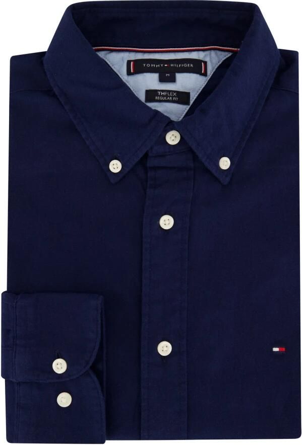 Tommy Hilfiger Flex Geborsteld Twill Overhemd met Lange Mouwen Blauw Heren