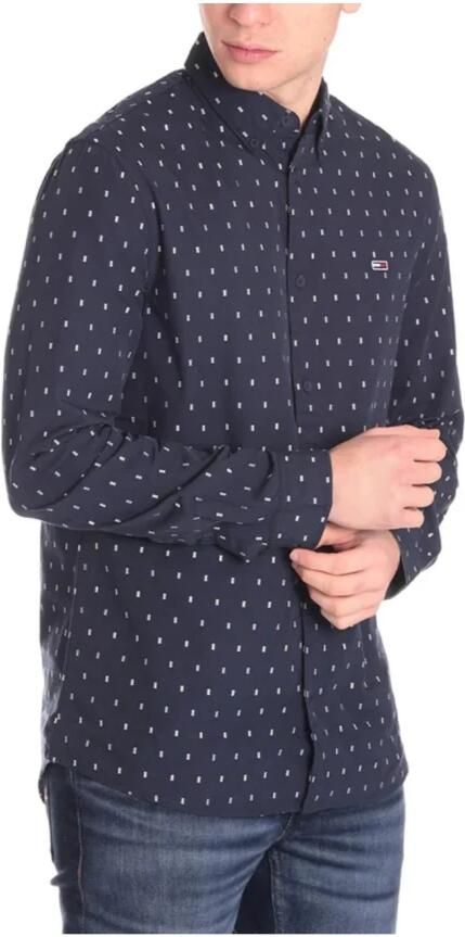 TOMMY JEANS Overhemd met lange mouwen TJM ESSENTIAL DOBBY SHIRT met logoborduursel op borsthoogte - Foto 2