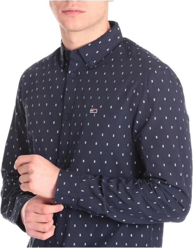 TOMMY JEANS Overhemd met lange mouwen TJM ESSENTIAL DOBBY SHIRT met logoborduursel op borsthoogte