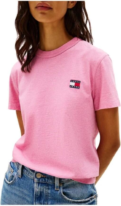 Tommy Hilfiger Casual Reg Badge T-shirt Pink Dames