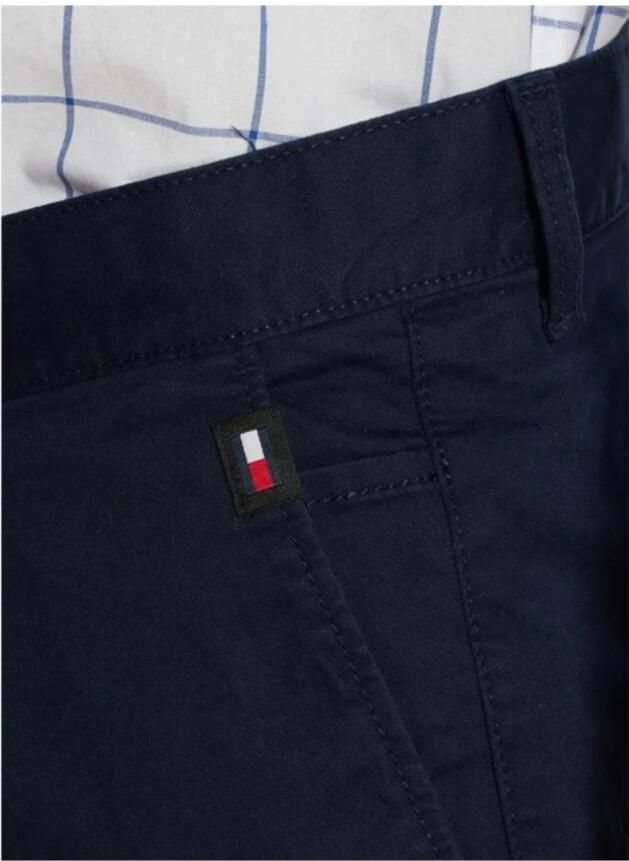 Tommy Hilfiger Blauwe effen herenshorts met ritssluiting en knoopsluiting Blue Heren