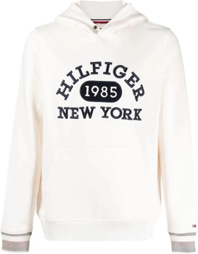 Tommy Hilfiger Witte katoenen hoodie met iconische manchetten White Heren