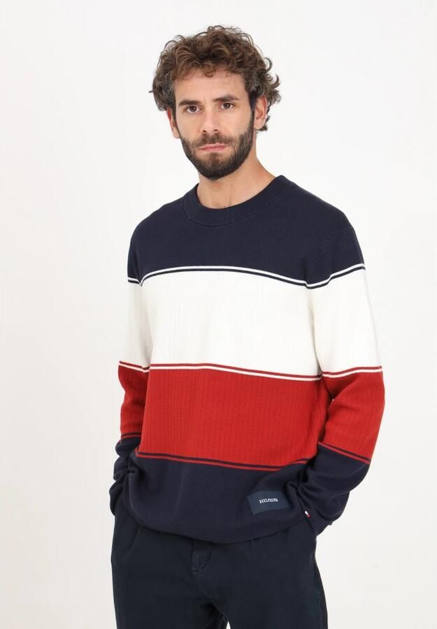 Tommy Hilfiger Color Block Gebreide Crew Neck Sweater Multicolor Heren