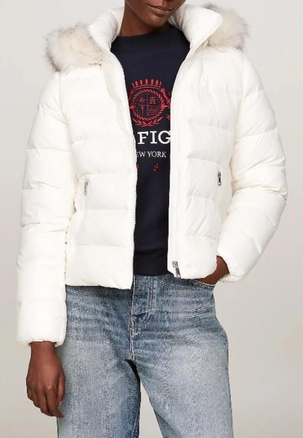 Tommy Hilfiger Gewatteerd jack met capuchon van imitatiebont model 'GLOSS'