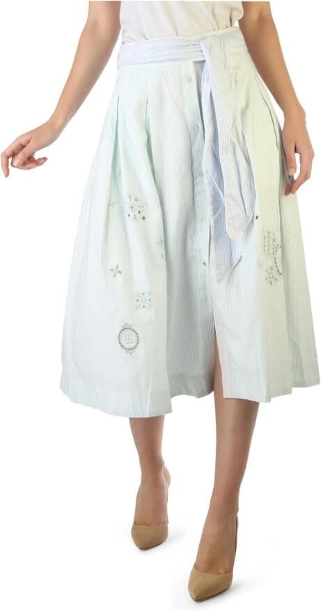 Tommy Hilfiger Gestreekte katoenen rok met knoopsluiting Green Dames