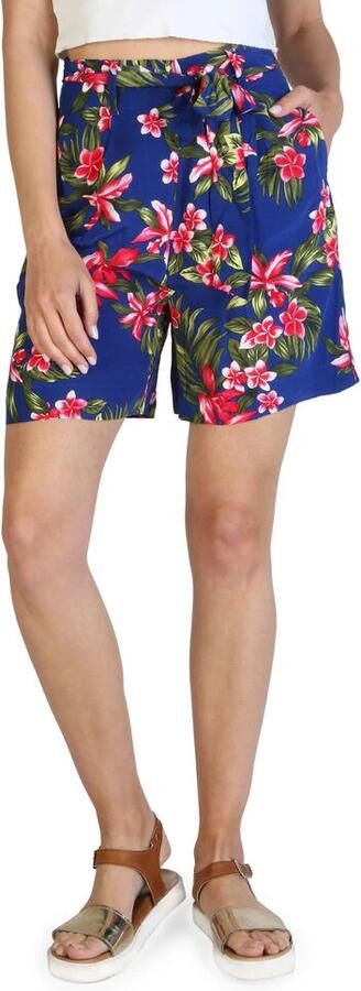 Tommy Hilfiger Viscose Shorts met Riem en Ritssluiting Blue Dames