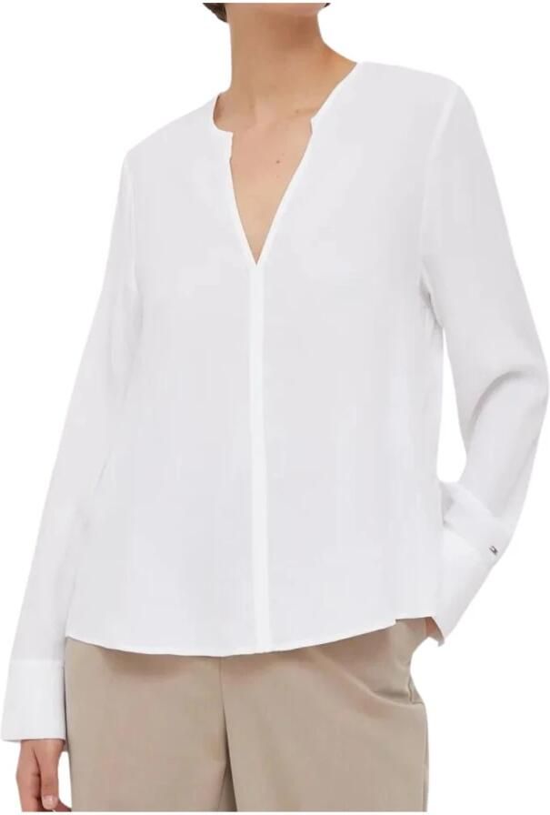 Tommy Hilfiger Blouse met lange mouwen VISCOSE CREPE V-NECK BLOUSE